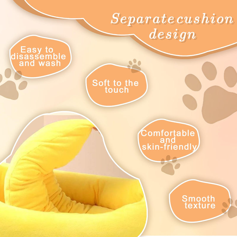 Dog & Cat Bed for Indoor Cats Relaxing Banana Mattress Fluffy Pet Mattress Waterproof Memory Foam Pet Bed with Sides Suitable for Small and Medium-Sized Dogs and Cats Guinea Pig Bed (Small) - PawsPlanet Australia