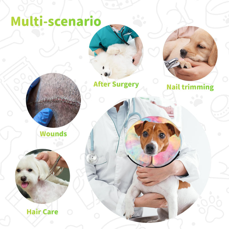 Dog Cone, Y-blue Dog Cone Collar Inflatable Dog Neck Collar Recovery E-Collar Alternative, Dog Donut Collar After Surgery for Dogs and Cats(Pink Blue, XL) Pink Blue - PawsPlanet Australia