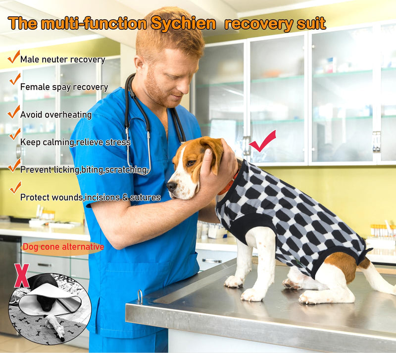 Dog Surgery Recovery Suit, Recovery Suit for Dogs Male Female Spay & Neuter, Anti-Licking Surgical Onesie for Dogs After Surgery Wear, Dog Cone Alternative (Shaped Black, M) Medium Stone Shape Black - PawsPlanet Australia