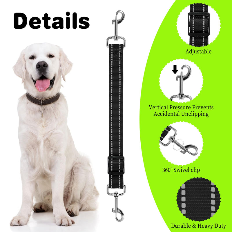 3 Pcs Dog Collar Safety Clip, Double Clip Dog Leash Extender, Adjustable Reflective Nylon Prong Collar Backup Set for Dog Harness Connector - PawsPlanet Australia