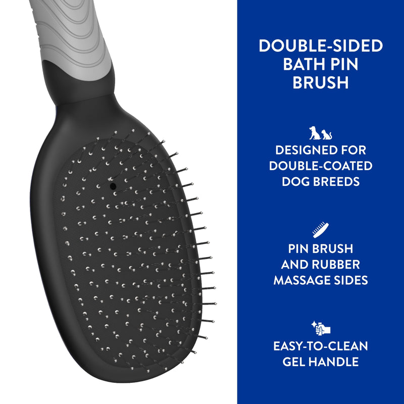 WAHL Professional Animal Double Sided Bath Pin Brush for Dogs (#858477) - Pet Brush to Groom Dogs - For Akitas, Huskies & Australian Shepherds - Durable Dog Pin Brush Black and Gray 1 Count (Pack of 1) - PawsPlanet Australia