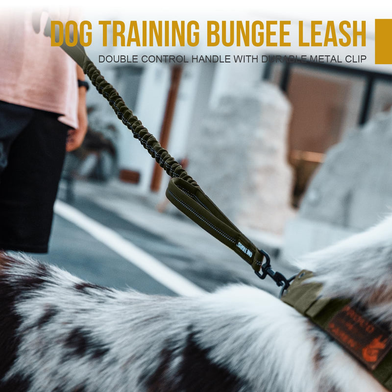 OneTigris Heavy Duty Bungee Dog Leash with Control Handle and Quick Release, Shock Absorption for No Pull Training (Green) Green - PawsPlanet Australia