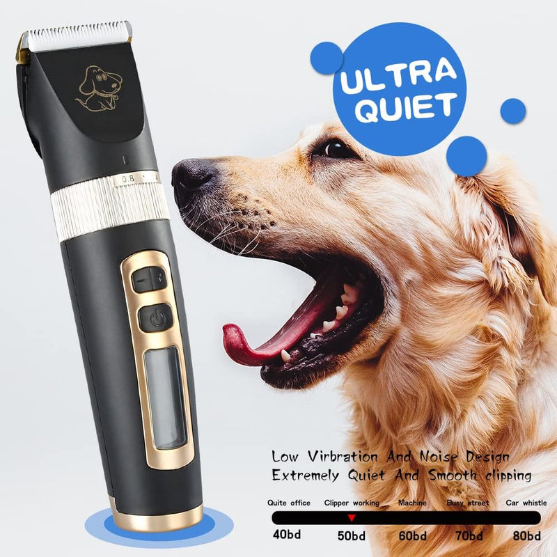 Gimars 2 in 1 Ceramic Blade Dog Grooming Clippers with Small Trimmer, 3-Speed High Power Quiet Rechargeable Dog Shaver Hair Clippers Kit with Comb & Scissors USB Cordless Electric for Dog, Cat, Pet 2 in 1 - Ceramic Blade - PawsPlanet Australia