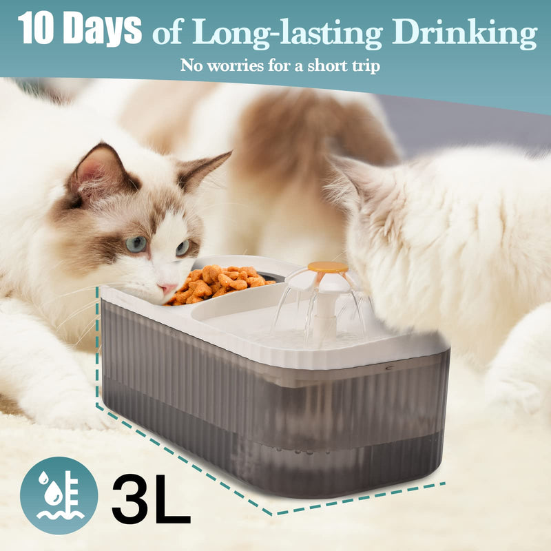 Cat Water Fountain - Super Quiet Automatic Pet Water Dispenser, 100oz/3L with Stainless Steel Cat Bowls and Long Life Span Pump White - PawsPlanet Australia