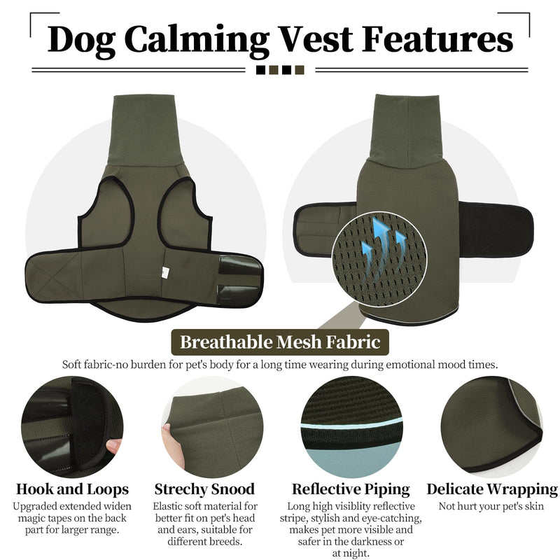 ROZKITCH Dog Anxiety Shirt Calming Jacket with Hoodie Dog Ears Cover 2 in 1, Dog Anxiety Jacket with Ear Wrap for Fireworks Travel Vet Visits Separation Anxiety Relief, Calming Shirt Wrap Green 3XL 3XL(Back:23.6";Chest:30.7"-35.4") ArmyGreen - PawsPlanet Australia