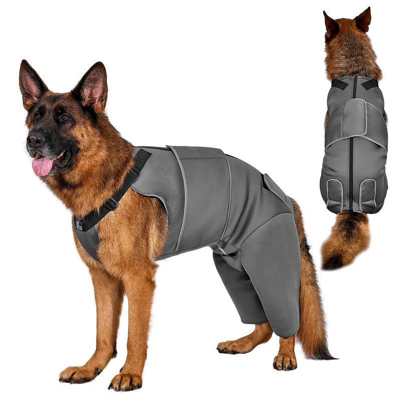 OneTigris Dog Body Suit After Surgery, Dog Body After Neutering Male with Adjustable Straps, Soft Lick Protection Dogs for Male or Female, Body for Small/Medium/Large Dog(Gray, L) Large