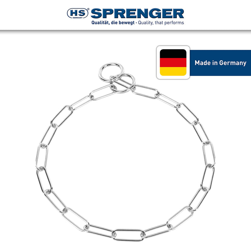 Herm Sprenger - Chrome Plated Steel Fur Saver Dog Collar - Long Link - Professional Training Collar for Small Petite Dogs - Puppy Collar - Correction Slip Chain - Made in Germany (14 inches (35 cm)) 14 inches (35 cm) - PawsPlanet Australia