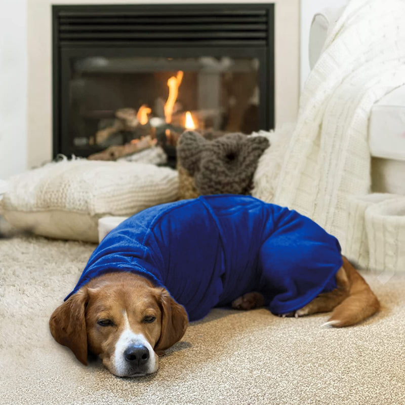 Geyecete Dog Drying Coat - Fast Drying Dog & Cat Bath Robe Towel, Luxuriously Soft - Blue, L Large - PawsPlanet Australia