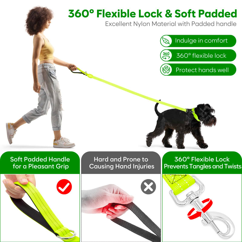 ChalkLit Led Light Up Dog Lead, 4 Ft Soft Rechargeable Waterproof Reflective Flashing Dog Leash with Padded Handle for Night Walking, Safety Glow in The Dark Dog Lead for Large Medium Pets(Green) Green
