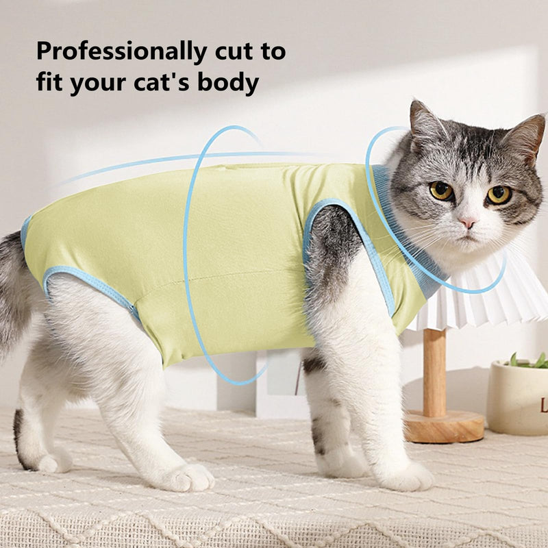 Cat Surgery Recovery Suit for Male Female Cat Onesie After Surgery Spay Surgical Abdominal Wound Skin Diseases E-Collar Alternative to Cone of Shame Kitten Body Post Suitical Yellow Medium - PawsPlanet Australia