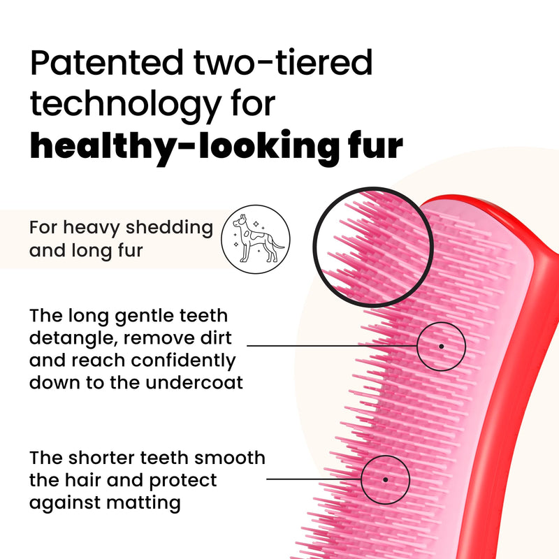 Tangle Teezer Large Pet Teezer De-Shedding Grooming Brush - Dry or Bath Brush - The Perfect Deshedding Brush for Dogs - Red & Pink - PawsPlanet Australia