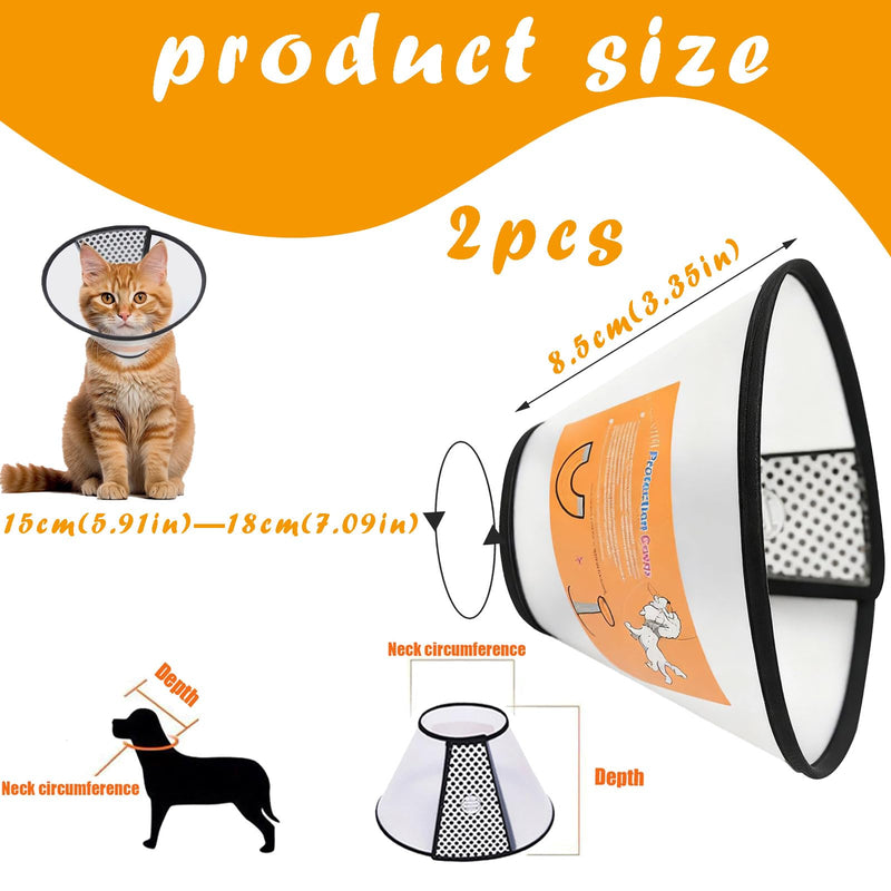 Cat neck brace, 2 PCS Lightweight plastic protective collar, cat collar, lick protection, soft for pets, post-operative anti-bite, soft for cats and small dogs, neck circumference