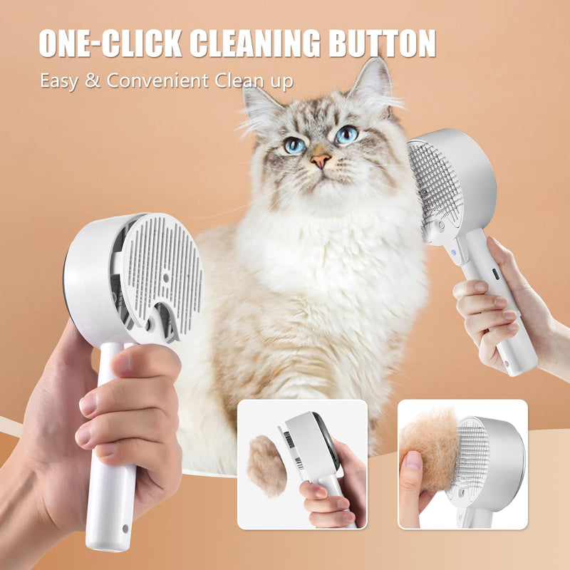 Cloud Care Cat Brush for Indoor Cat Steam Brush for Shedding Spritz Defur Comb for Cats Dogs Steam Brushes for Long Short Hair Cats Dogs Pet Steam Brushes for Massage Grooming Self-Cleaning White