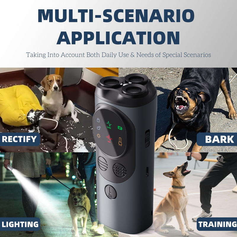 Ultrasonic Dog Trainer - Rechargeable Dog Bark Deterrent Devices with 3 Emitters, Anti Barking Device Use Up to 50ft Long Range | Safe for Dogs | Easy to use - PawsPlanet Australia