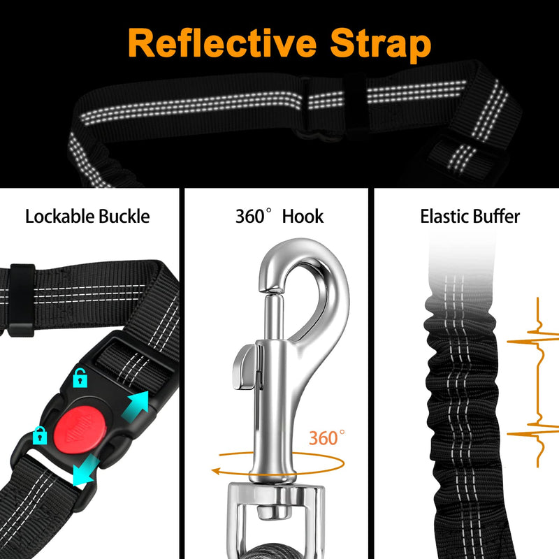 CHZUOBER Chew Proof Dog Car Seat Belt, 2 in 1 Steel Cable Dog Car Accessories Headrest Restraint Dog Car Seatbelt for Medium Large Dogs Chewer Heavy Duty Dog Seatbelts for Cars Swivel Attach Black 1 Pack - PawsPlanet Australia