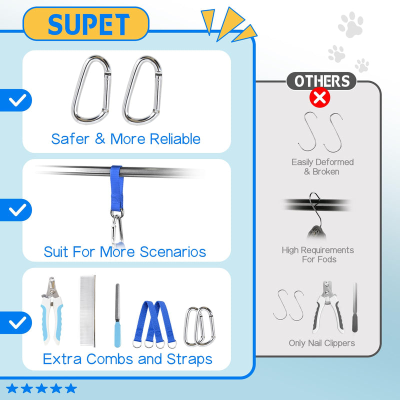 Supet Dog Grooming Hammock Harness for Dogs Cats, Relaxation Pet Nail Clipper Hammock, Restraint Dog & Small Animal Leashes Sling for Groomingk for Nail Trimming (Blue, S) S（ Max 30 Lb：Leg space: 7"-10.2"） Blue - PawsPlanet Australia