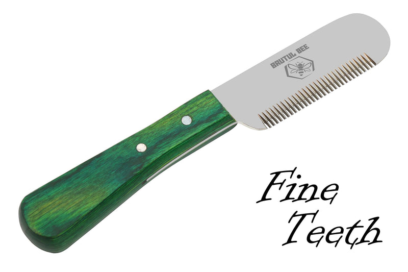 Brutul Bee Dog Grooming Coat Stripping Knife Stripper Trimmer Tool Wooded Handle Stripping Knives Set of 6 in Stainless Steel Non-Slip Tools for Grooming Dogs (Green) Green