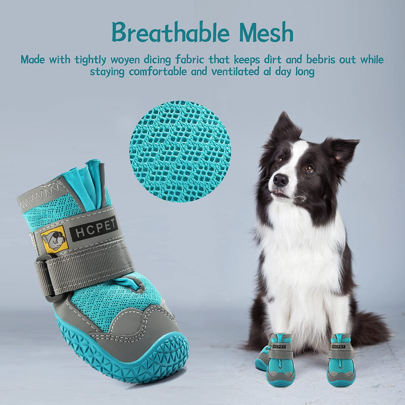 Dog Boots for Large Dogs, Medium Dog Boots & Paw Protectors for Hardwood Floors, Outdoor Dog Booties for Hot Pavement Winter Snow Hiking, Dog Shoes with Reflective Strips Blue Width 2.55 inch