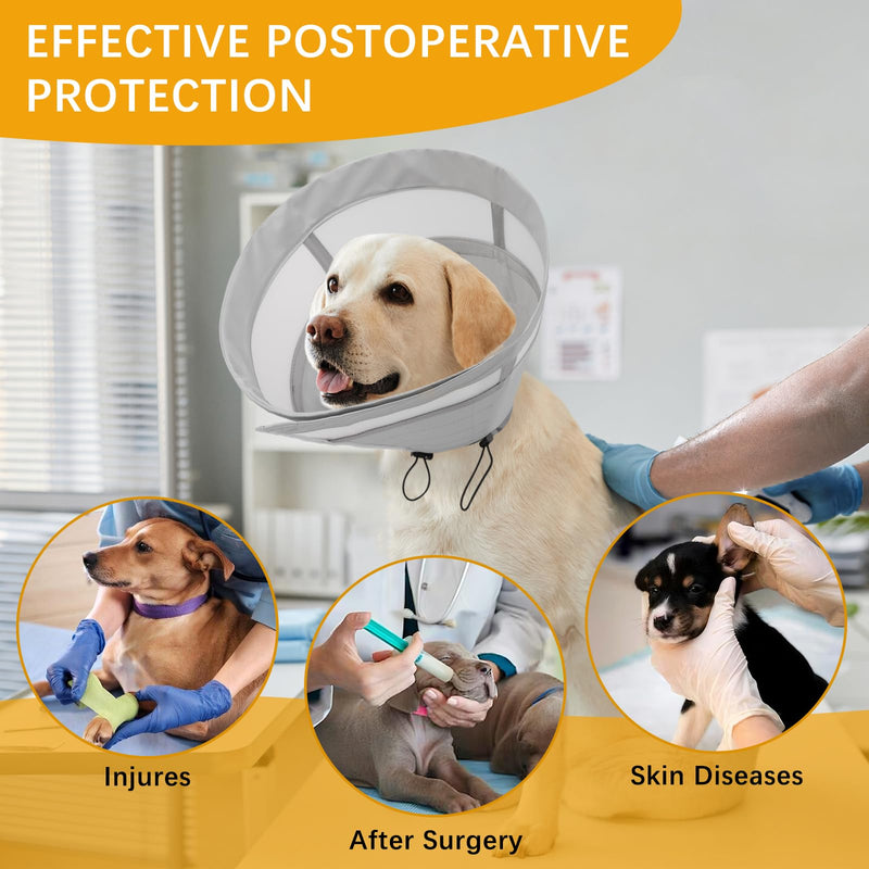 ASENKU Dog Cone Collar, Soft Adjustable Cone for Dogs to Stop Licking, Lightweight Recovery Dog Cone After Surgery, Pet E-Collar for Small, Medium & Large Dogs(Grey, XL) Grey