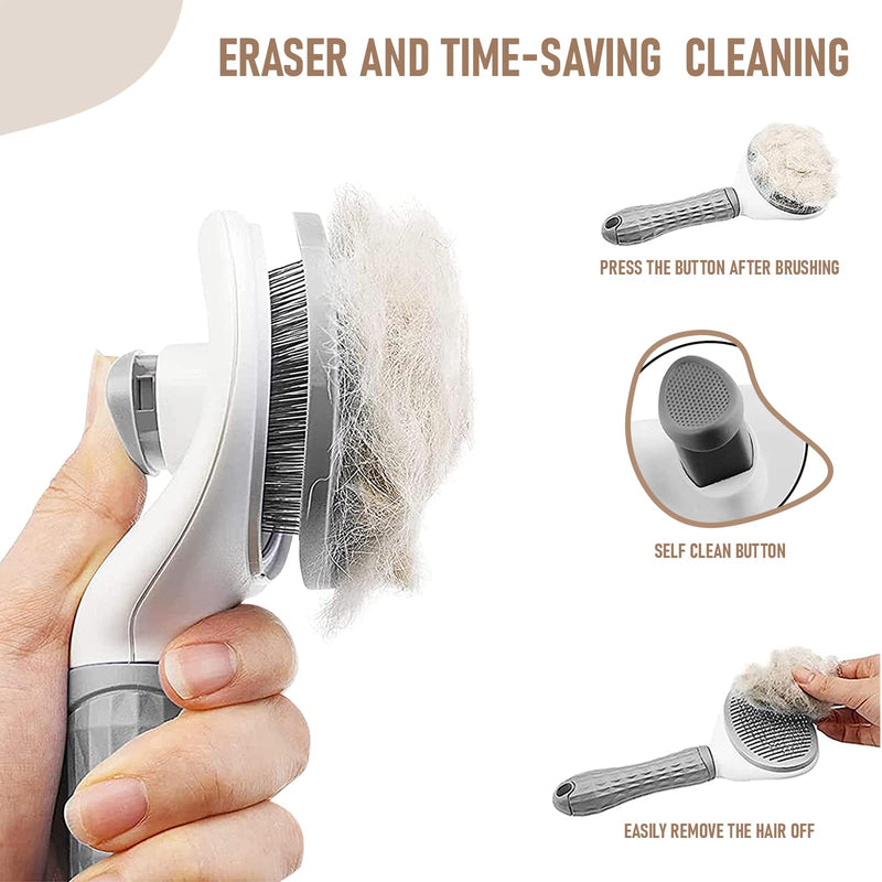 Cat Grooming Shedding Brush S Dogs Pet Self Cleaning Comb Hair Removal Short Haired For Long Slicker Better Kit Grey - PawsPlanet Australia