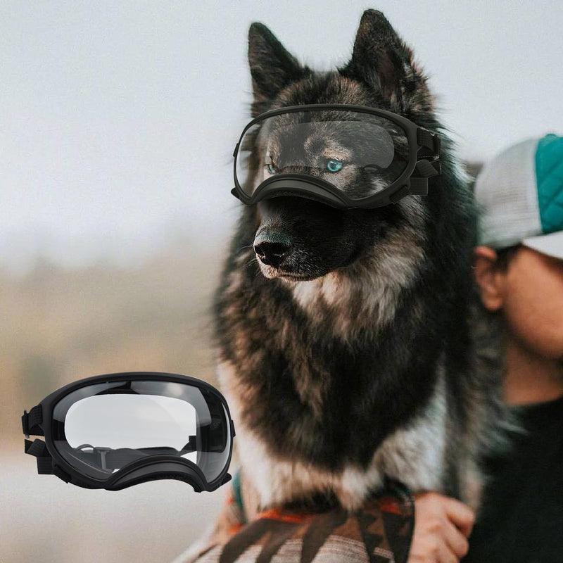 Pacify Dog Goggles for Large Dogs, UV Protection Dog Sunglasses with Adjustable Strap for Medium Large Dog Pet Glasses (Clear) Clear - PawsPlanet Australia
