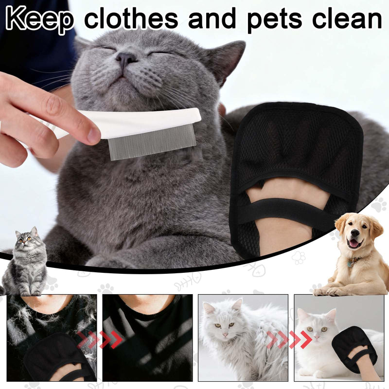 1 Pair Pet Hair Removal Gloves, Reusable Five-Finger Electrostatic Grooming Remover Gloves with Comb Brush Tool Supplies for Cat Dog Hair Removal on Furniture Couch Pet Bed Carpet Rug Curtains