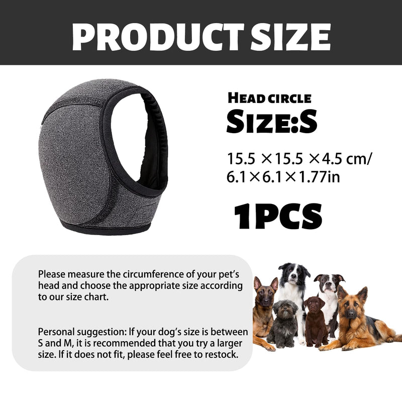 Dog Ear Protectors, Dog Ear Defenders for Noise Protection, Comfortable Muffs for Sensitive Dogs During Thunderstorms, Grooming and Travel, Size S, Dark Gray