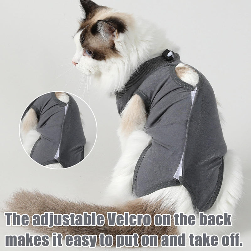 2 PCS Cat Recovery Suit, Breathable Anti-Lick Cat Spay Bodysuit, Cone Alternative Post-Surgery Shirt for Abdominal Wounds, Soft Cotton Cat Surgery Clothes for Kittens & Adult Cats (2-4 kg Cats)