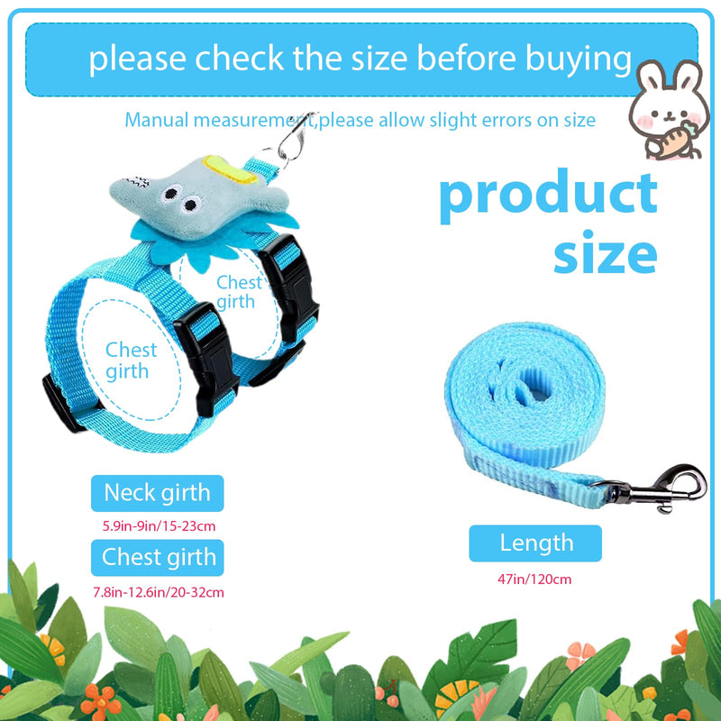 Set of 4 Adjustable Rabbit Harness and Leash for Small Pets, Ferret Leash with Decorations for Rabbit, Kitten, Puppy - PawsPlanet Australia