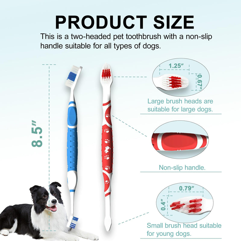 Leoezx™ Professional Pet Toothbrush(4Pcs), Dog & Cat Soft Bristle Double-Sided Brush Head Set, Pet Brushing Teeth to Clean Teeth to Reduce Tartar Buildup, Pet Dental Care Essentials - PawsPlanet Australia