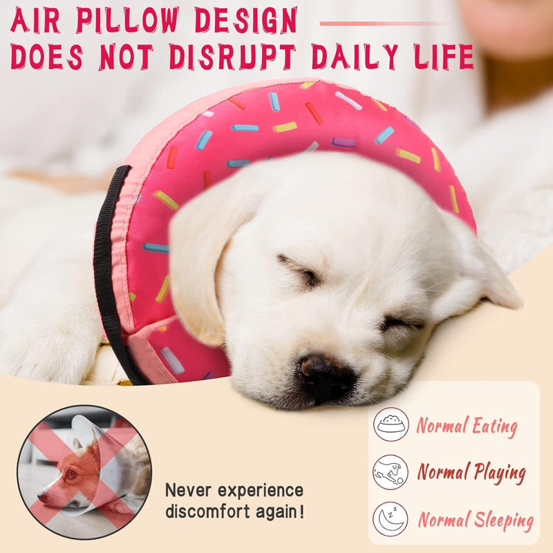 Inflatable Soft Dog Cone Collar for Small Medium Large Dogs & Cats Alternative After Surgery, Blow Up Pet Donut Neck Prevent from Biting Scratching, Comfy Adjustable Recovery Pillow Suitable for small or medium-sized dogs PINK - PawsPlanet Australia