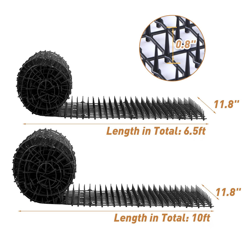 Cat Scat Mat with Spikes, Cat Repellent Mat Anti Cat Prickle Strips Network Digging Stopper Outdoor PP Plastic Cat Spike Mat（Black/Coffee Black 6.5ft(200cm*33cm) - PawsPlanet Australia