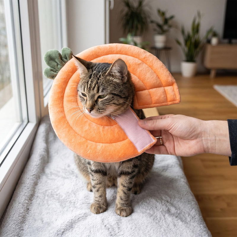 TOPINCN Soft Recovery Collar for Cats, Adorable Carrot-Shaped Pet Cone, Adjustable Post-Surgery Dog Cone, Protective Collar for Kittens and Puppies (Orange Carrot)