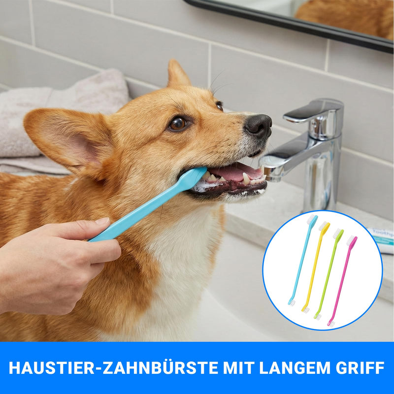 Dog Toothbrush, Pack of 4 Dog Finger Toothbrushes, 4 Pieces Two-Headed Dog Toothbrush, 2 Pieces Triple Heads Dog Toothbrushes for Dogs Cats Dental Care