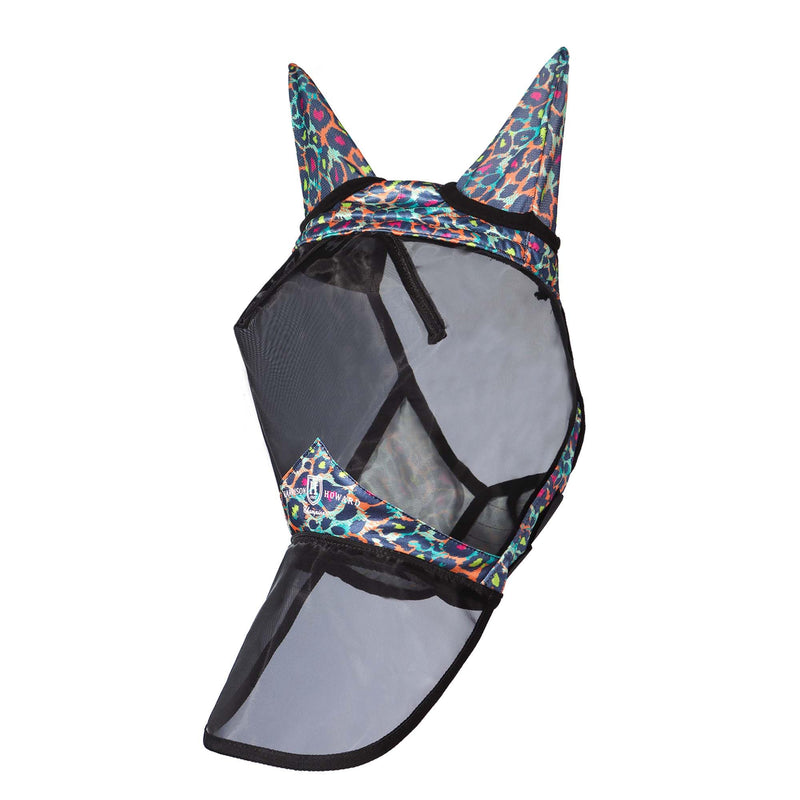 Harrison Howard Pro LumiVista Horse Full Face Fly Mask Large Eye Space Long Nose with Ears UV Protection for Horse Iridescent Prints L - PawsPlanet Australia