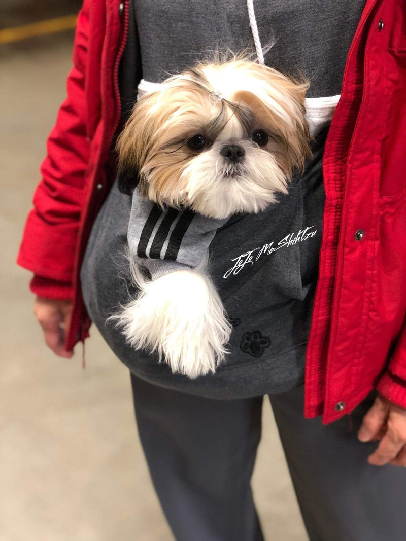 Unisex Pet Carrier Hoodie Cat Dog Pouch Holder Sweatshirt Shirt Top Small Dark Grey - PawsPlanet Australia