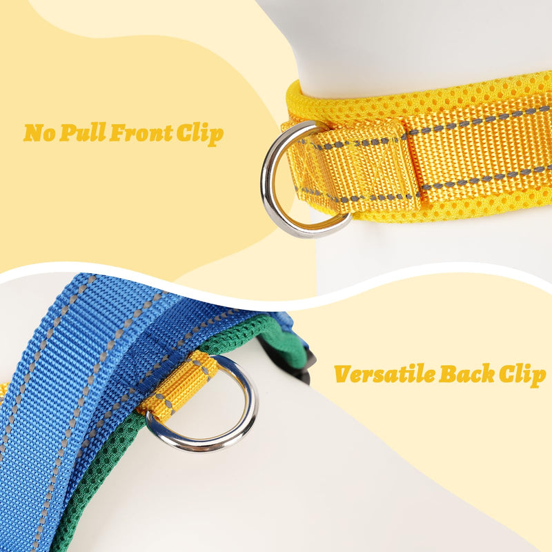 Yellow Dog Harness Escape Proof No Pull Soft Padded Lightweight Vest Medium Sized Dog - Reflective No Choke Harness with Front Clip, Adjustable Step in Breathable Mesh Harness, L Large Yellow - PawsPlanet Australia