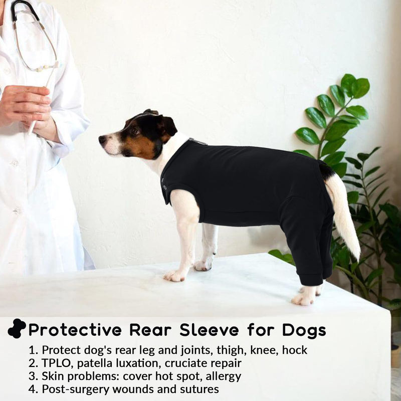 PUMYPOREITY Dog Surgery Recovery Suit with Legs, Leg Cover Dog Shirt Buster Body Sleeves Back Legs Elbow Callus Protector Chest Protector Anti Licking Protection Sleeve(Black, 2XL) Black