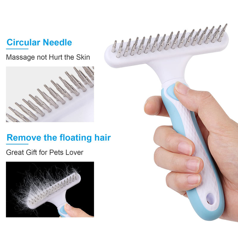 Pet Grooming Brush - Undercoat Rake for Dogs, Cats, Dematting Deshedding Brush Comb - Ideal for Thick, Long Hair, Matted Pets - Professional Shedding Tool - Blue - PawsPlanet Australia