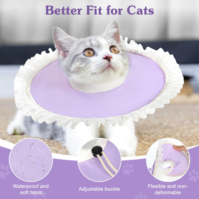 Waterproof Cat Recovery Collar, Adjustable Pet Cone Collar, Protective Soft Cat Collar to Stop Licking Wounds, Lightweight Kitten Cones After Surgery, E Collar for Cat Small Dog, M Size Medium