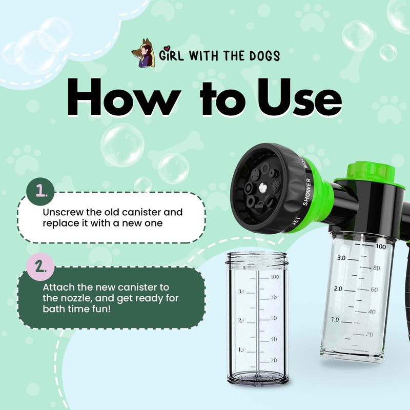 Soap Dispensing Canister Replacement 3.5oz/100ml for Pet Wash Sprayer Nozzle for Dog Wash, Dog Shower, Dog Soap & Bathing Supplies - PawsPlanet Australia