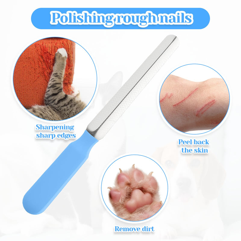 Small Dog Nail File Set, 3Pcs Professional Nail Grooming Tool, Metal Emery Boards, Pet Filer for Small Dog, Cat and Kitten, Smoothing Rough Edges of Pet’s Nails, Remove Burs（5.5inch, Blue） - PawsPlanet Australia