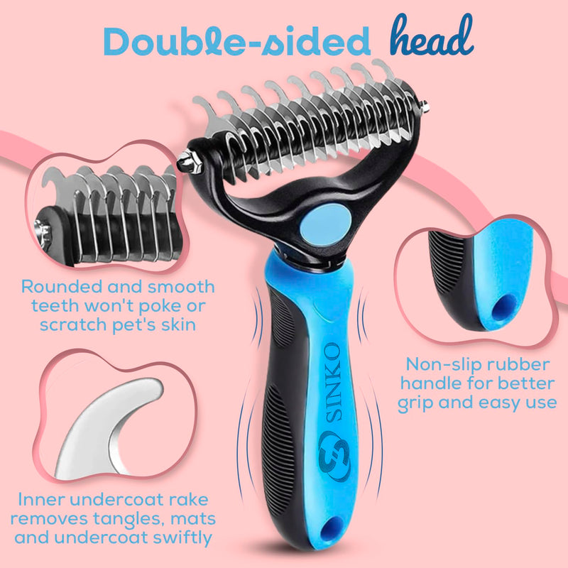 Sinko Undercoat Rake and Brush for Dogs and Cats - Deshedding Tool for Double Coats, Shedding Control (Brush and Comb) Brush and Comb - PawsPlanet Australia