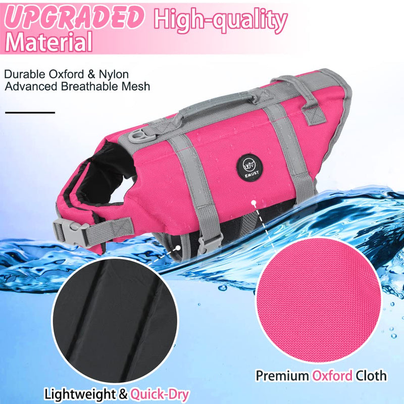 EMUST Dog Life Preserver, Dog Life Vests for Swimming, Beach Boating with High Buoyancy, Dog Flotation Vest for Small/Medium/Large Dogs, L, NewSolidpink - PawsPlanet Australia