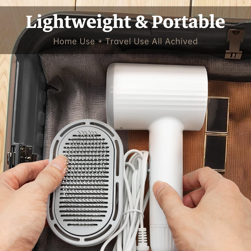 Dog Brush for Shedding, Professional 2-in-1 Pet Hair Dryer & Dog Grooming Brush with Removable Comb, Adjustable Temperature/Speed, Portable Brush for Dogs and Cats White