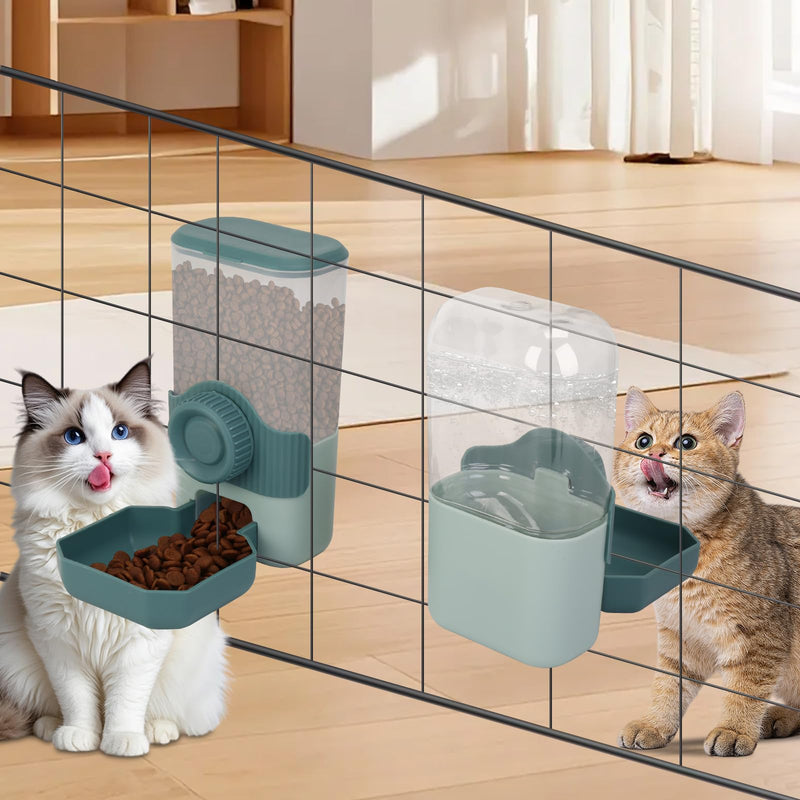 Hanging Cage Automatic Food Water Dispenser Detachable Auto Gravity 0.9 L Self-Feeding Feeder and Waterer Set, Crate Auto Feeder Dish for Small Pets Puppy Cats Ferret Bunny Guinea Pig - PawsPlanet Australia