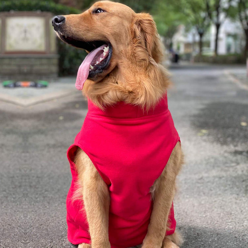 Lovelonglong Dog Winter Vest Warm Breathable Dog Polar Fleece Vest Jacket, Lightweight Winter Coat with Leash Neck Hole for Small Medium Large Dogs XXXL (Large Dog -90lbs) Red - PawsPlanet Australia