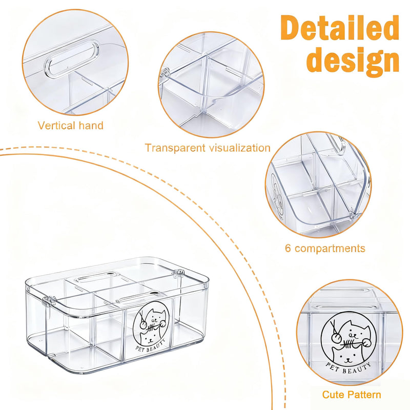 Clear Dog Storage Organizer,Pet Grooming Supplies Organizer with Handle,5 compartments Countertop Caddy, Storage Bin for Dog Cat Grooming Kit,Trimmer,Clipper,Combo,Brush - PawsPlanet Australia