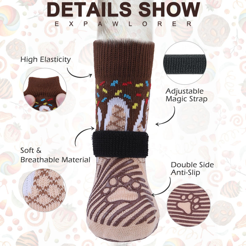 EXPAWLORER Anti Slip Dog Socks - Dog Shoes Paw Protectors with Adjustable Straps for Hot/Cold Pavement, Strong Traction Control with Grippers for Indoor Hardwood Floors - PawsPlanet Australia