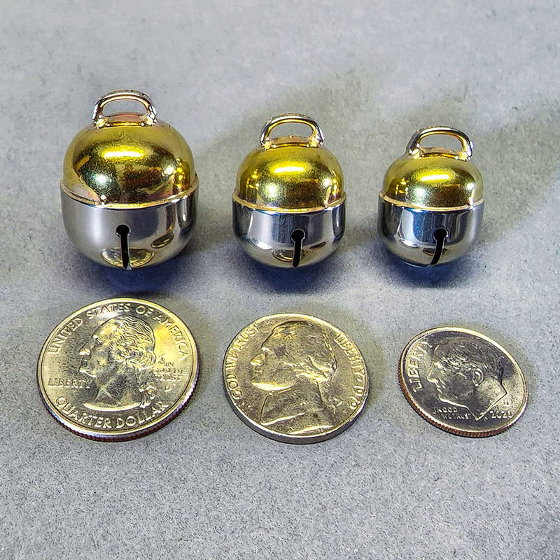 Pair - Handmade in USA, Extra Loud Multifaceted Clacker, Collar Bell for Cats and Dogs, Premium Brass and Nickel Silver Large Pair - PawsPlanet Australia
